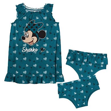 Girls Infant Teal San Jose Sharks 2-Piece Minnie Mouseâ€™s Bow Tank Top & Bloomers Set