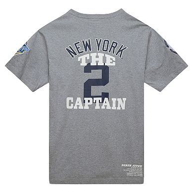 Men's Mitchell & Ness Derek Jeter Heather Gray New York Yankees Cooperstown Collection Legends T-Shirt