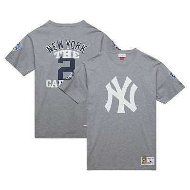 Men's Mitchell & Ness Derek Jeter Heather Gray New York Yankees Cooperstown Collection Legends T-Shirt