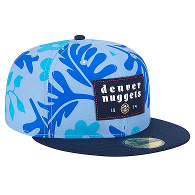 Men's New Era Blue Denver Nuggets Palm Fronds 2-Tone 59FIFTY Fitted Hat