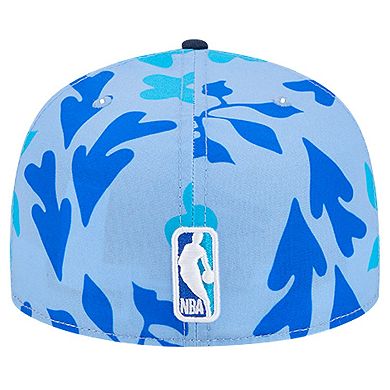 Men's New Era Blue Denver Nuggets Palm Fronds 2-Tone 59FIFTY Fitted Hat