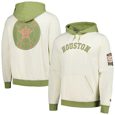 Men's New Era Cream/Green Houston Astros Color Pop Pullover Hoodie