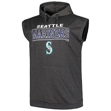 Men's Profile Heather Charcoal Seattle Mariners Big & Tall Muscle Sleeveless Pullover Hoodie