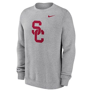 Men's Nike Heather Gray USC Trojans Primetime Evergreen Fleece Pullover Sweatshirt