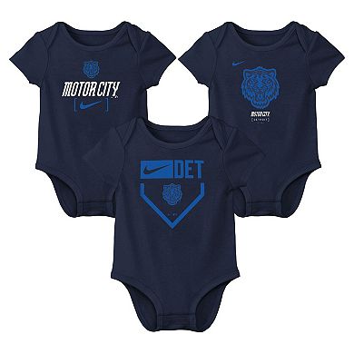 Newborn Nike  Navy Detroit Tigers 2024 City Connect Three-Piece Bodysuit Set