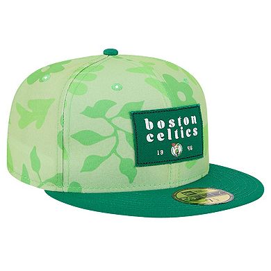 Men's New Era Kelly Green Boston Celtics Palm Fronds 2-Tone 59FIFTY Fitted Hat