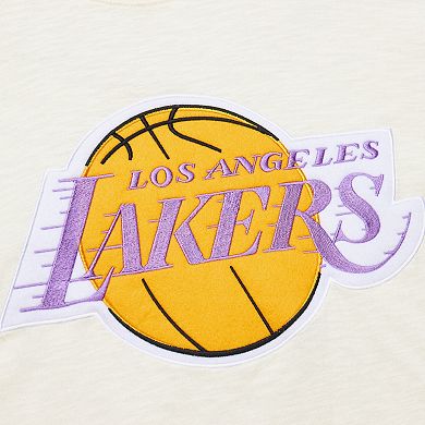 Men's Mitchell & Ness Cream Los Angeles Lakers Hardwood Classics Vintage Long Sleeve T-Shirt