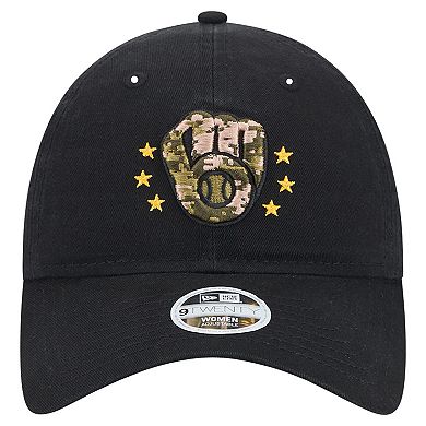 Women's New Era Black Milwaukee Brewers 2024 Armed Forces Day 9TWENTY Adjustable Hat