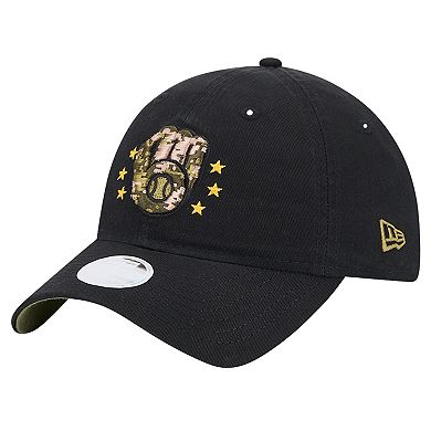 Women's New Era Black Milwaukee Brewers 2024 Armed Forces Day 9TWENTY Adjustable Hat