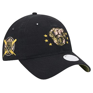 Women's New Era Black Milwaukee Brewers 2024 Armed Forces Day 9TWENTY Adjustable Hat