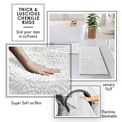 Clara Clark Bathroom Accessories Set with Rug