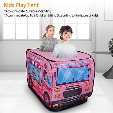 Kids, Blue, Play Tent Foldable Pop-up Ice Cream Bus With Carry Bag
