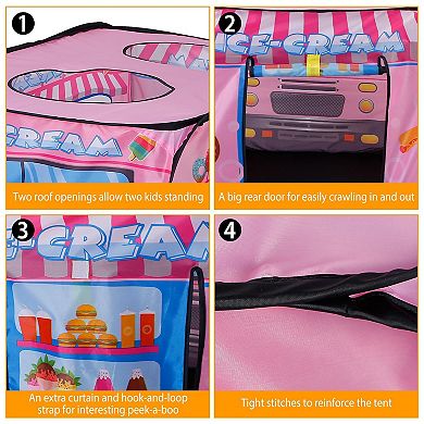 Kids, Blue, Play Tent Foldable Pop-up Ice Cream Bus With Carry Bag