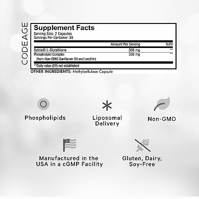 Liposomal Glutathione, Setria® L Glutathione Capsules, Phospholipid Complex, Vegan, Non-gmo, 60 Ct