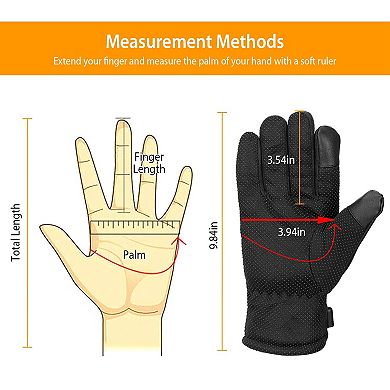 Black, Usb Heated Gloves Touchscreen, Windproof Leather For Winter Warmth