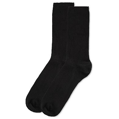 Rayon Blend Flat Ribbed Crew Socks 2-pack