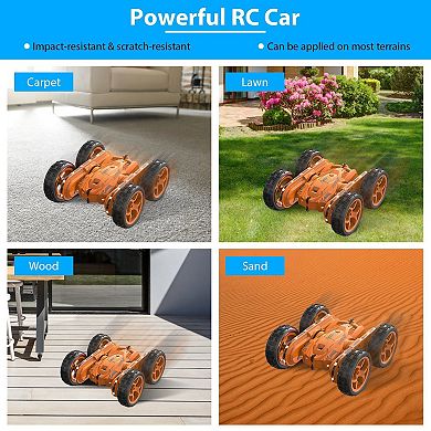 Kids, Rc Stunt Car 7 Color Strip Light Double-sided Rolling Off-road Racing Toy