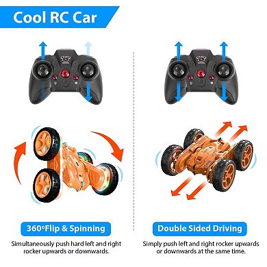 Kids, Rc Stunt Car 7 Color Strip Light Double-sided Rolling Off-road Racing Toy