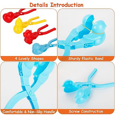 Snowball Makers Set Clip Snow Molds Toys With Handle Set Of 4