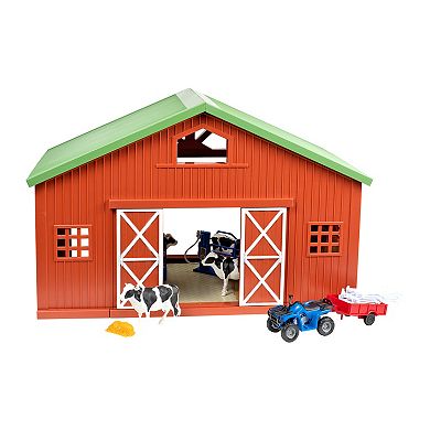 New Ray Country Life Extra Large Barn Dairy w/ 1:18 Cattle & Vehicle Play Set
