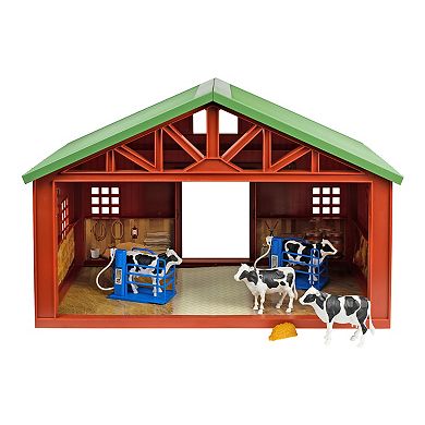 New Ray Country Life Extra Large Barn Dairy w/ 1:18 Cattle & Vehicle Play Set