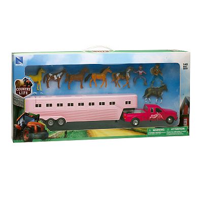 New Ray Die Cast 1:32 Pink Pick-Up Truck with Fifth Wheel 10-Piece Model Set