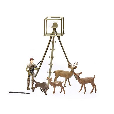 New Ray Wildlife Hunter 1:18 Scale Camo Orange Deer Hunting 9-Piece Model Set