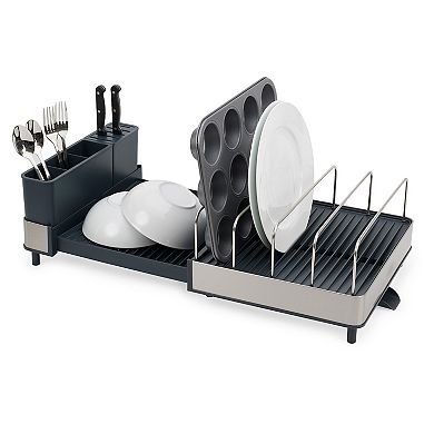 Joseph Joseph Extend Max Steel High-Capacity Expanding Dish Rack with Draining Spout