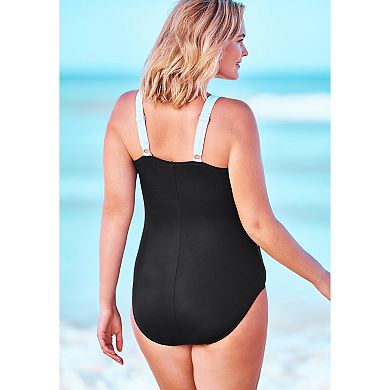 Swim 365 Women's Plus Size One-piece Tank Swimsuit With Adjustable Straps