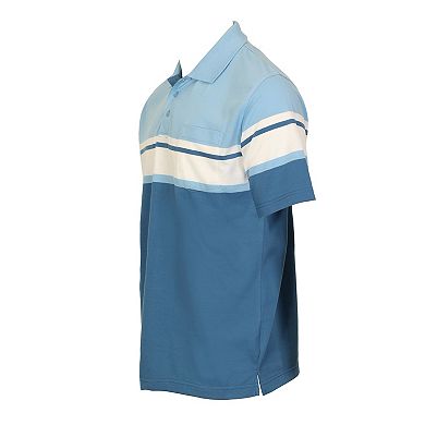 Gioberti Mens Stripe Short Sleeve Polo W/ Chest Pocket