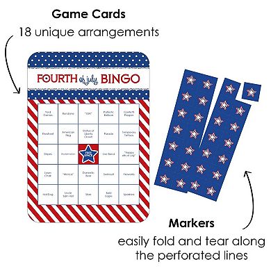 Big Dot Of Happiness 4th Of July - Bar Cards & Markers - Independence Day Bingo Game 18 Ct