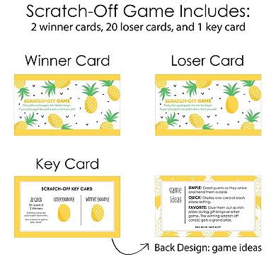 Big Dot Of Happiness Tropical Pineapple - Summer Party Game Scratch Off Cards - 22 Count