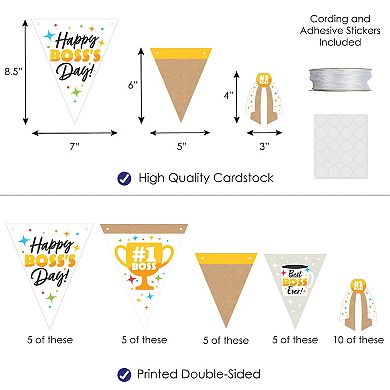 Big Dot of Happiness Happy Boss's Day - DIY Pennant Garland Decoration - Triangle Banner - 30 Pieces