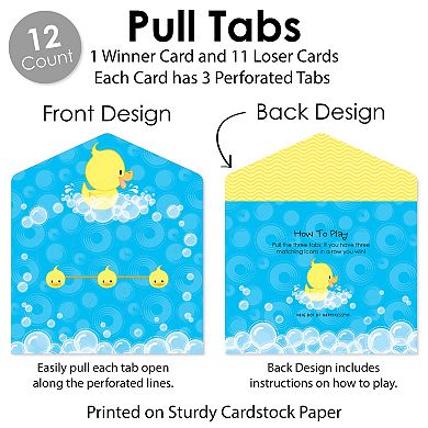 Big Dot Of Happiness Ducky Duck - Game Pickle Cards - Pull Tabs 3-in-a-row - Set Of 12