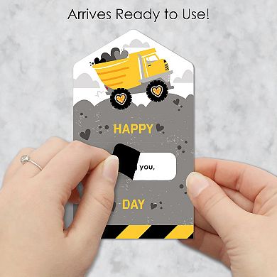 Big Dot Of Happiness Dig It - Construction Party Zone Cards - Valentine's Day Pull Tabs 12 Ct
