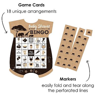 Big Dot Of Happiness Wild Safari Picture Cards & Markers Baby Shower Shaped Bingo Game 18 Ct