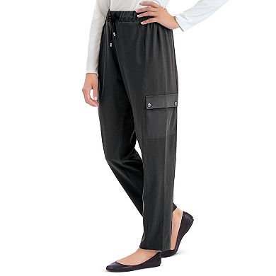 Collections Etc Stylish Pull-on Double Cargo Pocket Knit Jersey Pants