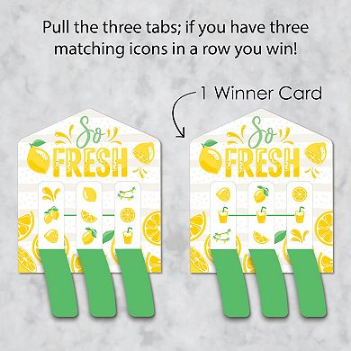 Big Dot Of Happiness So Fresh - Lemon - Game Pickle Cards - Pull Tabs 3-in-a-row - Set Of 12