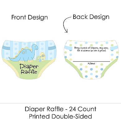 Big Dot Of Happiness Baby Boy Dinosaur - Baby Shower Activities - Diaper Raffle Game - 24 Ct