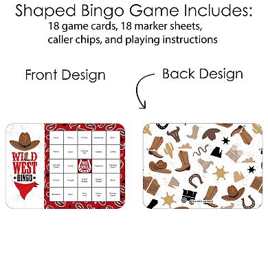 Big Dot Of Happiness Western Hoedown - Bar Cards & Markers - Wild West Party Bingo Game 18 Ct