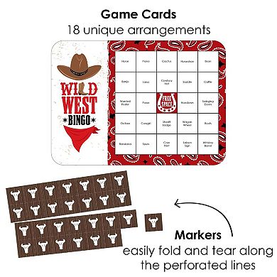 Big Dot Of Happiness Western Hoedown - Bar Cards & Markers - Wild West Party Bingo Game 18 Ct