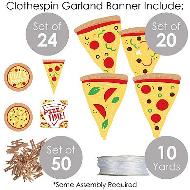 Big Dot Of Happiness Pizza Party Time - Party Diy Decor - Clothespin Garland Banner - 44 Pc