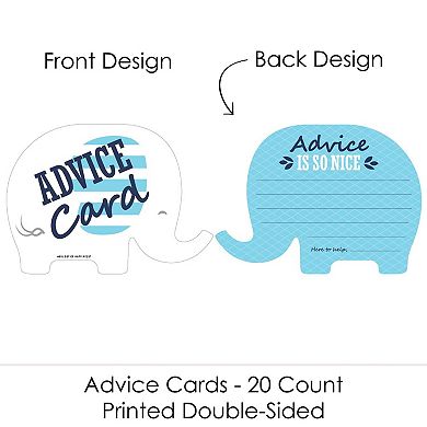 Big Dot Of Happiness Blue Elephant - Wish Card Activities - Shaped Advice Cards Game - 20 Ct