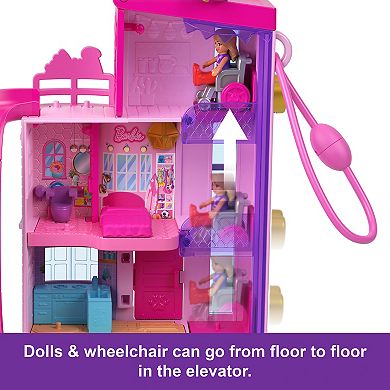 Polly Pocket Barbie Dreamhouse Compact Dollhouse Playset with 3 Micro Dolls, 1 Pet & 11 Accessories