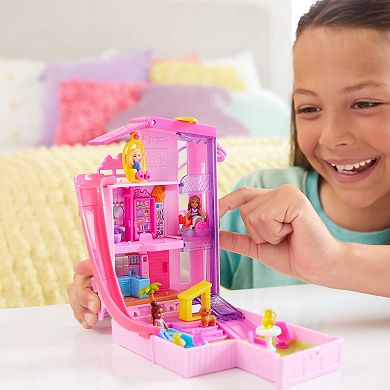 Polly Pocket Barbie Dreamhouse Compact Dollhouse Playset with 3 Micro Dolls, 1 Pet & 11 Accessories