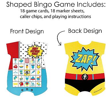 Big Dot Of Happiness Bam Superhero - Picture Cards & Markers - Baby Shower Bingo Game 18 Ct
