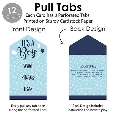 Big Dot Of Happiness Baby Boy Blue Baby Shower Game - Conversation Starters Pull Tabs - 12 Ct