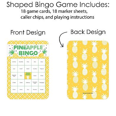 Big Dot Of Happiness Tropical Pineapple - Cards & Markers - Summer Party Bingo Game 18 Ct