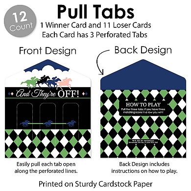 Big Dot Of Happiness Kentucky Horse Derby Party Game Cards Pull Tabs 3-in-a-row 12 Count