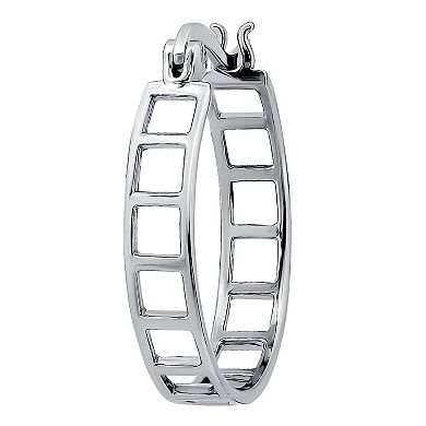 Aleure Precioso Sterling Silver Ladder Design Hoop Earrings